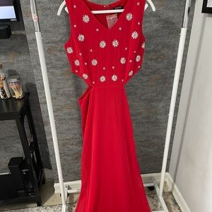 Balboa red with sequins and diamonds long dress size medium